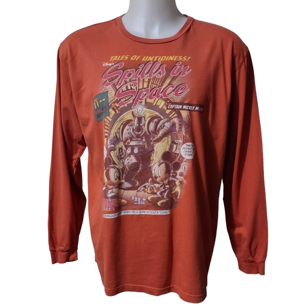 Mickey Mouse Shirt Men's XL Long Sleeve T-shirt Minnie Mouse Space Disney Store.